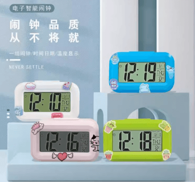 ins mini LCD smart alarm clock with night light, cute student alarm clock, dual-use student alarm clock, multifunctional timer