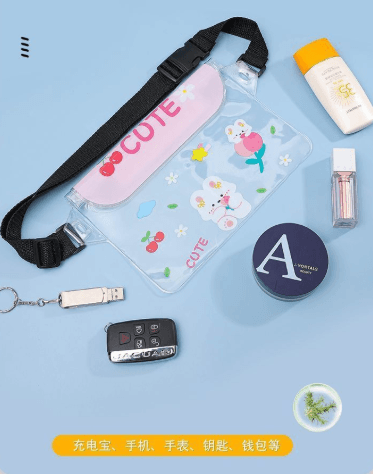 Waterproof Phone Pouch Waist Bag for Swimming and Rafting, Large Capacity, Touchscreen-Compatible, Sealed Cartoon Design