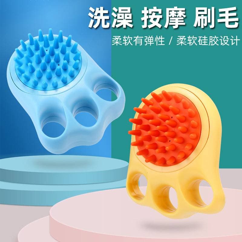 Cat Paw Silicone Massage Brush for Dogs and Cats with Shampoo Dispenser
