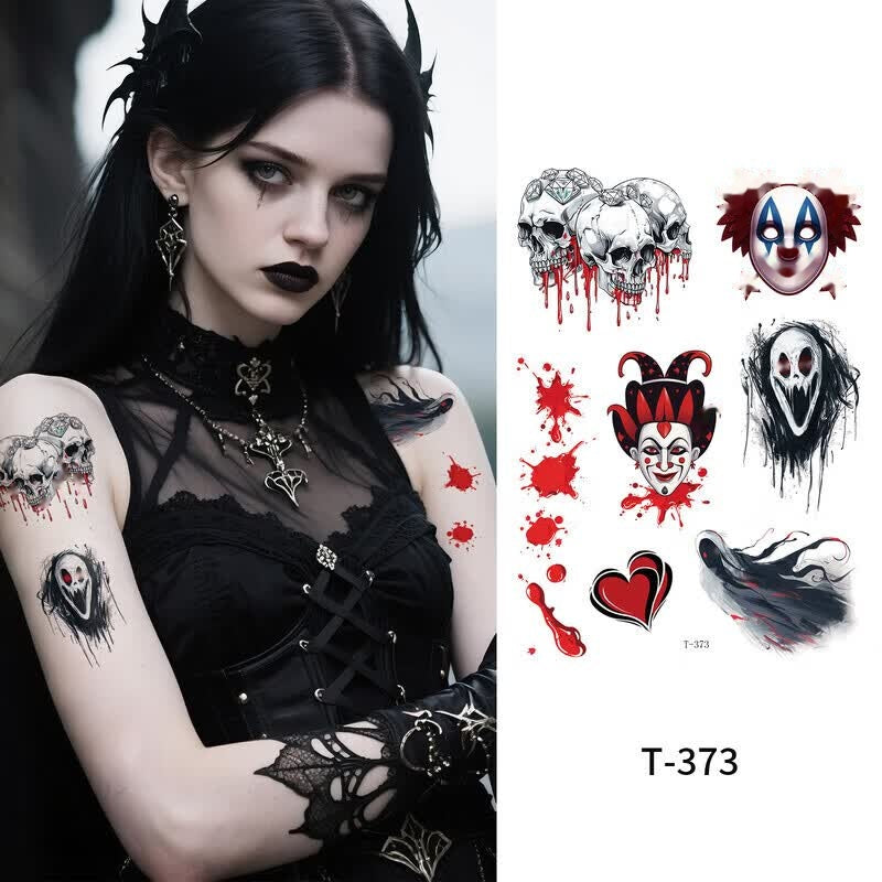Halloween Clown Face Tattoo Stickers
