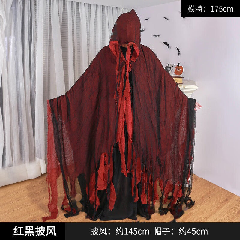 Halloween Tattered Red Cloak Cosplay Costume