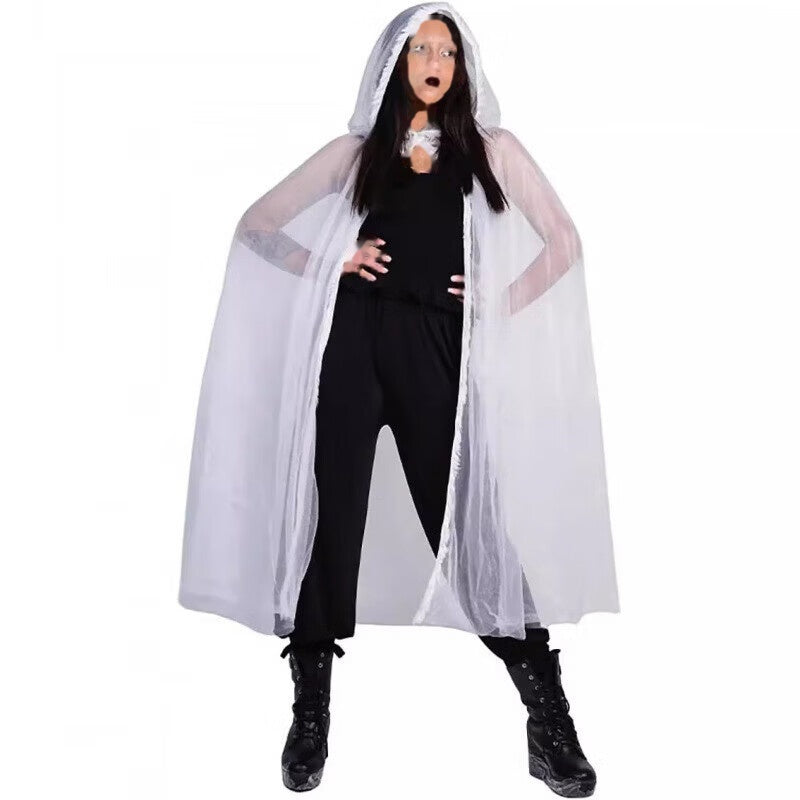 Halloween Vampire Bride Mesh Veil Cape