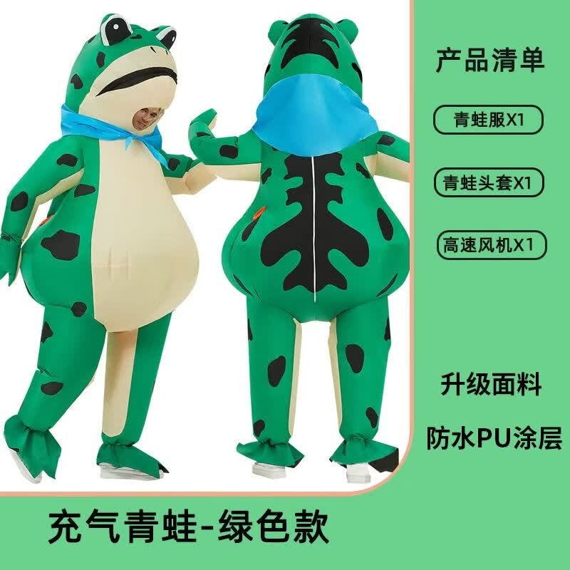 Inflatable Green Frog Costume with Clear Mask