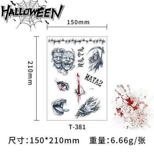 Halloween Clown Face Tattoo Stickers