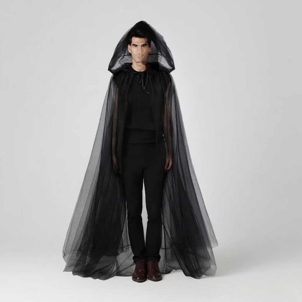 Halloween Vampire Bride Mesh Veil Cape