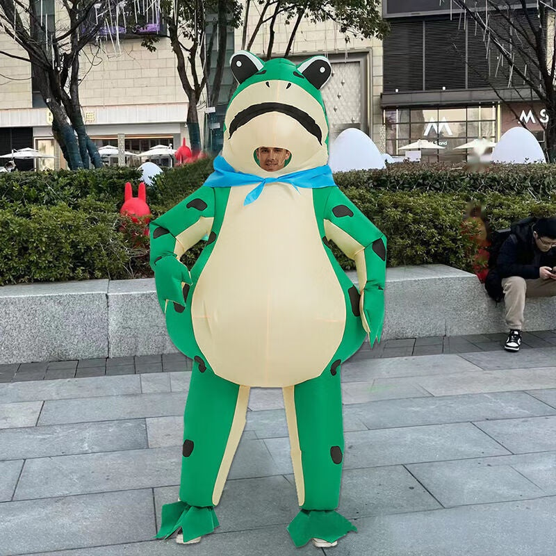 Inflatable Green Frog Costume with Clear Mask
