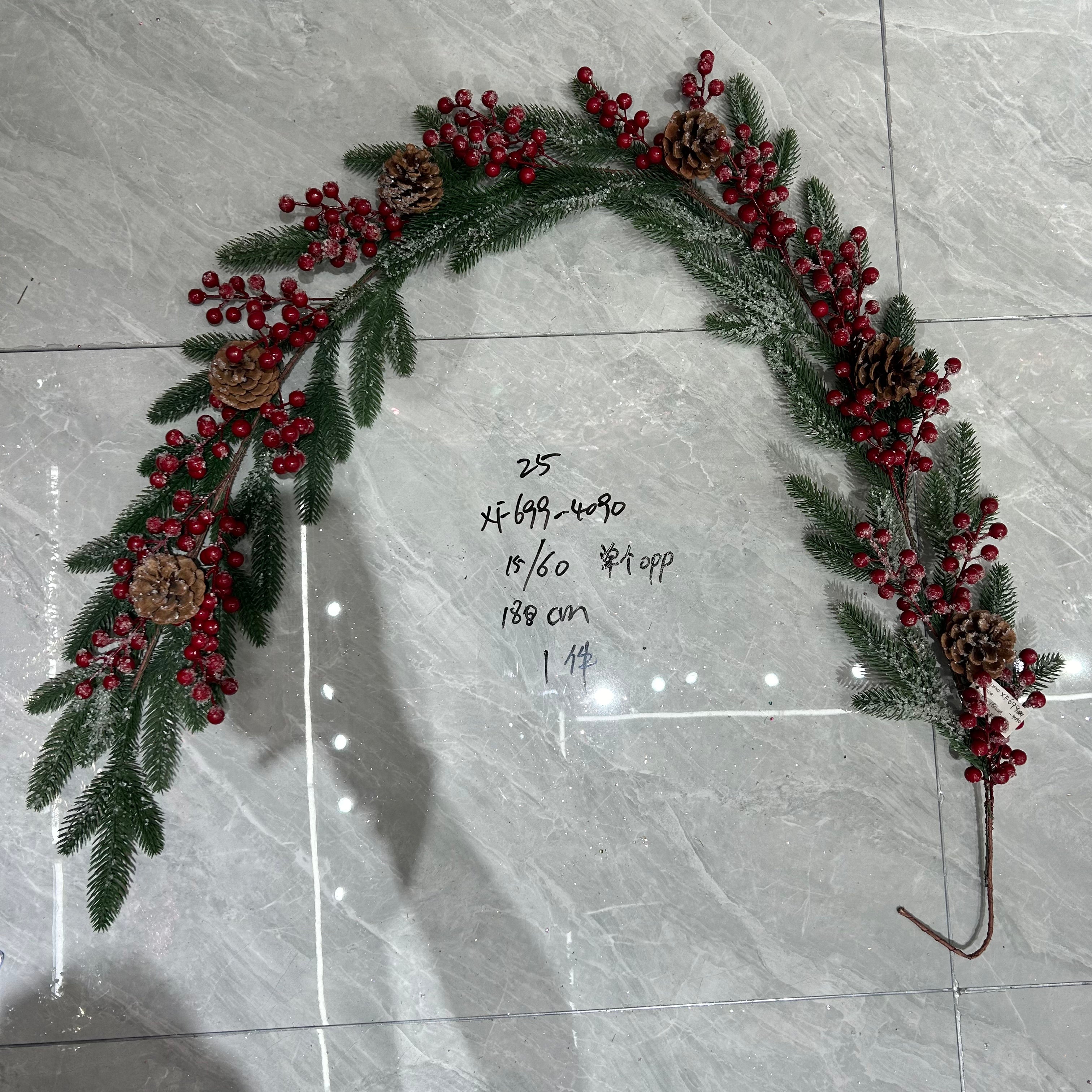 Christmas Icy Red Berry Pine Vine