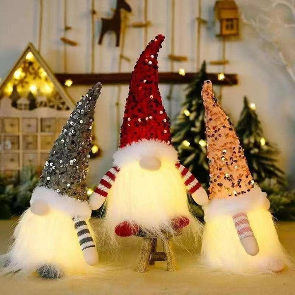 30*10 Lighted Sequined Fabric Hat Faceless Old Man