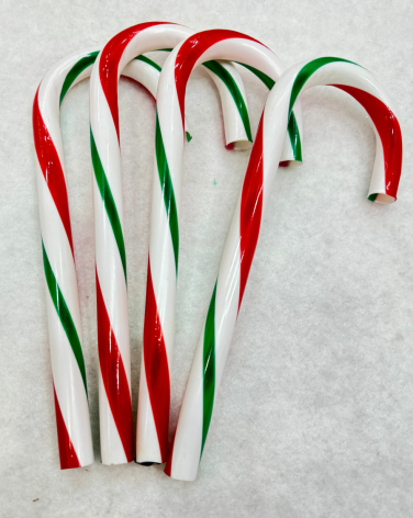 4PCS Hollow Candy Canes, Red-Green-White