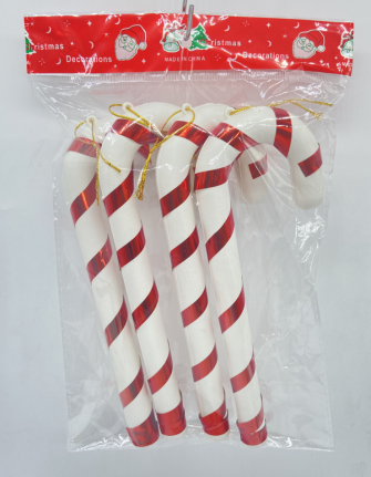 4PCS Plastic Candy Cane Ornaments
