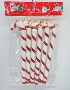 6PCS Plastic Candy Cane Ornaments