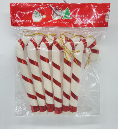 6PCS Plastic Candy Cane Ornaments