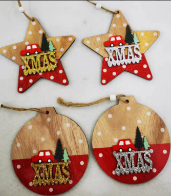 12PCS Wooden Ornaments