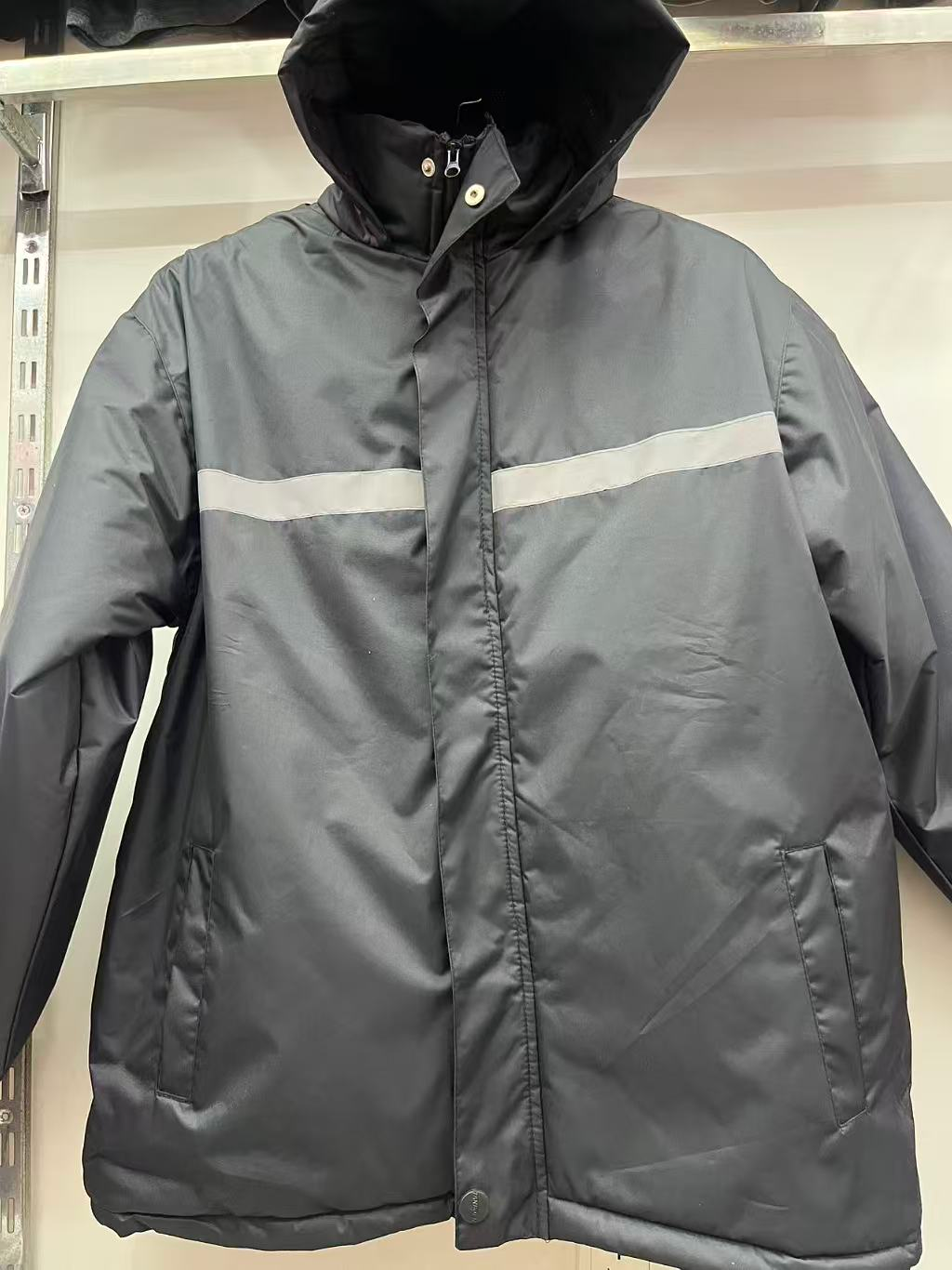 Heavy-Duty Insulated Black Hooded Safety Jacket