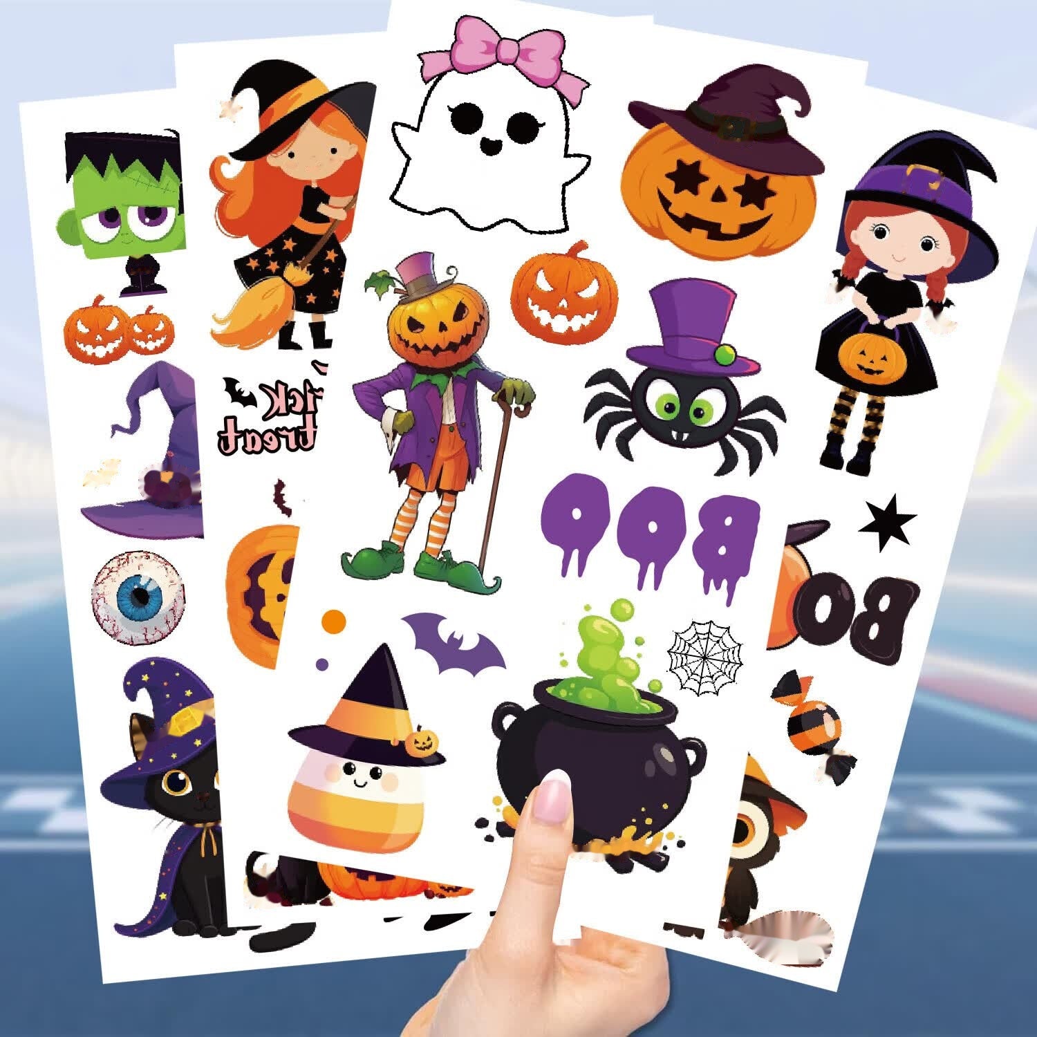 Halloween Cartoon Tattoo Stickers for Kids