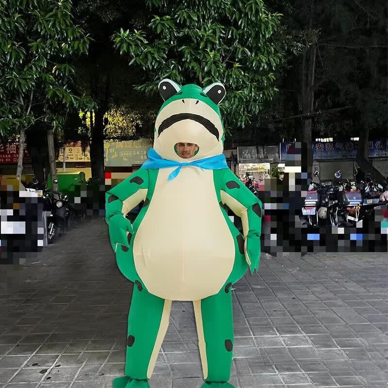 Inflatable Green Frog Costume with Clear Mask
