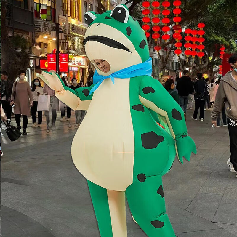 Inflatable Green Frog Costume with Clear Mask