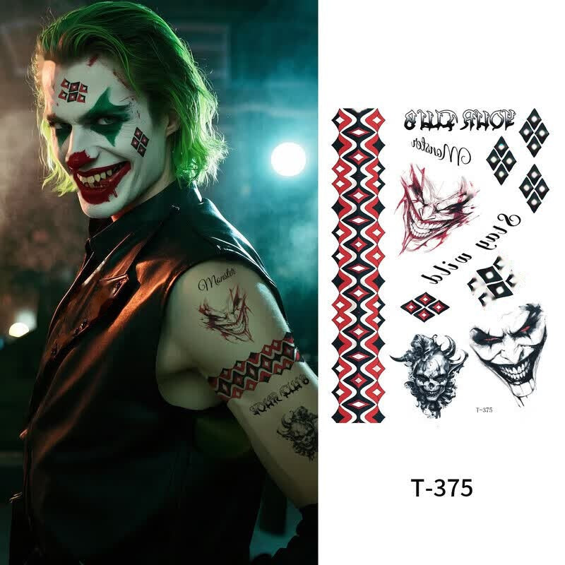 Halloween Clown Face Tattoo Stickers