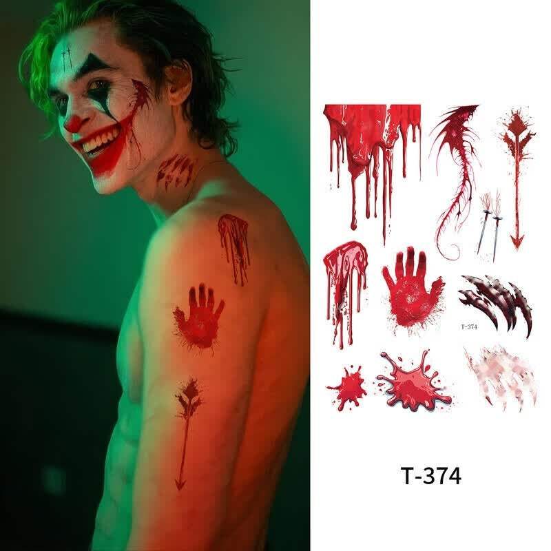 Halloween Clown Face Tattoo Stickers