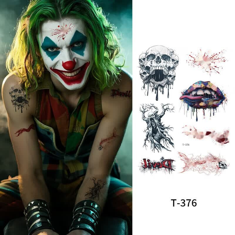 Halloween Clown Face Tattoo Stickers